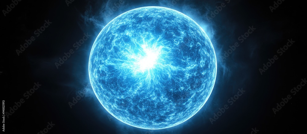 Poster blue giant star in deep space featuring a hot surface is depicted in a 3d cartoon rendering this ali