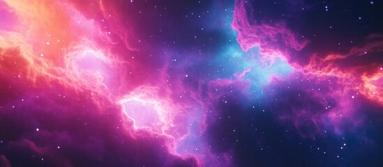 High resolution 13k background of a neon nebula created in 3D cartoon rendering suitable for sci fi and gaming content