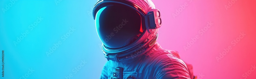 Poster astronaut in mixed media on a white background rendered in 3d cartoon style