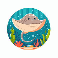 Obraz premium cartoon stingray cute book children element