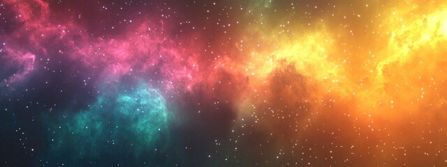 Naklejka premium 3D cartoon rendering showcasing a multicolor starry sky with a nebula in rainbow hues
