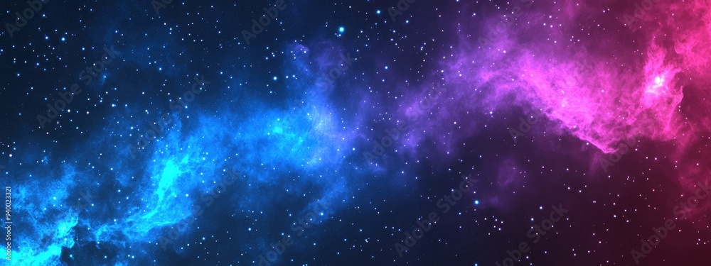 Poster colorful milky way and nebula in blue purple and pink hues featuring a starry night space galaxy bac