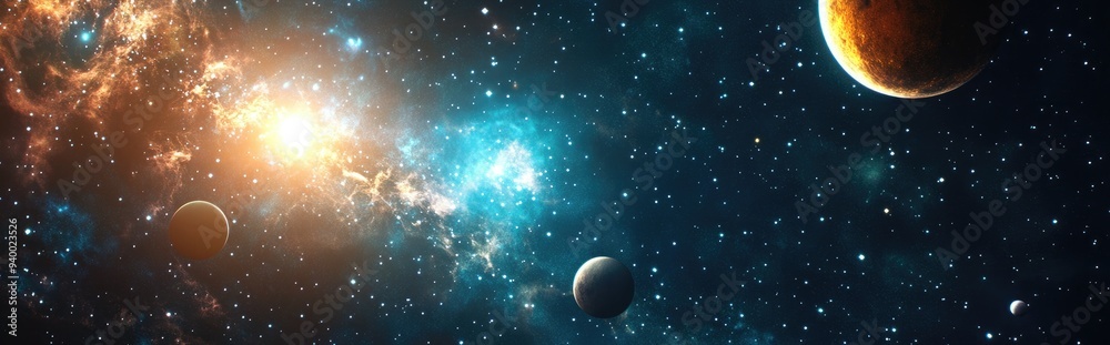 Aufkleber 2d illustration featuring a 3d cartoon rendering a realistic star pattern background set in deep int