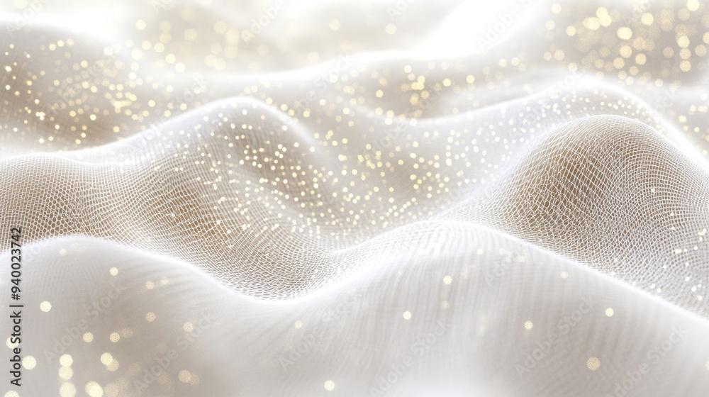 Leinwandbilder 3D illustration featuring a white abstract background with a hi tech network and a cyberspace grid depicting a starry outer space texture in a cartoon rendering style