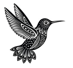 Obraz premium This Graceful Hummingbird Silhouette Vector Clipart Perfectly Captures the Delicate Beauty of This Iconic Bird, Making It Ideal for Nature-Themed Designs, Wildlife Illustrations, Ornamental Art