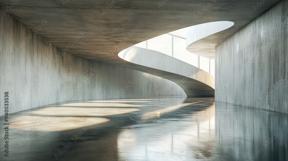 Poster 3d rendering of modern abstract architecture featuring a concrete floor design