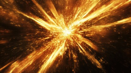 Abstract background featuring a gold hue with a star like explosion created through digital illustration techniques