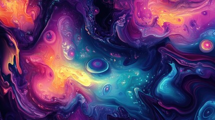 Fototapeta premium Abstract digital background with a psychedelic theme featuring vibrant colors and intricate patterns