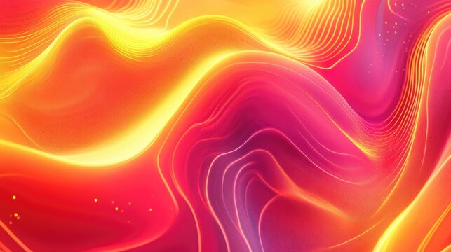 Abstract gradient background featuring red and yellow hues complemented by neon light curves and shapes in a vibrant graphic design