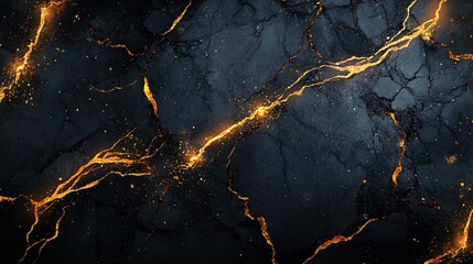 Black marble background with striking gold veins