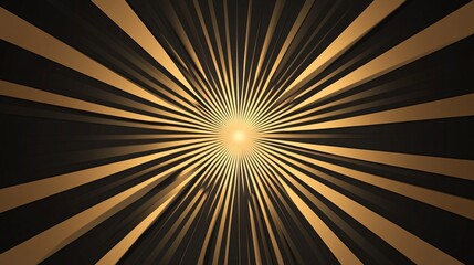Obraz premium Black background with a central gold sunburst effect, radiating outward