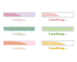 Obraz premium Collection Loading bar status icon. Vector illustration. Set of vector loaded icons. Download progress. Donload or Upload. Hand-drawn sketch-scribble.