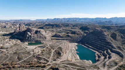 Old open pit uranium mine. Aerial view.