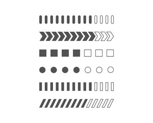 Collection Loading bar status icon. Vector illustration. Set of vector loaded icons. Download progress. Donload or Upload.