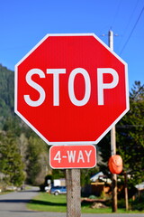 Four way stop sign