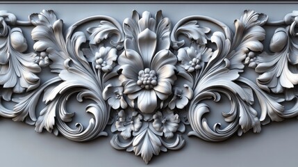 3D rendering of a decorative element for interior design in Baroque style