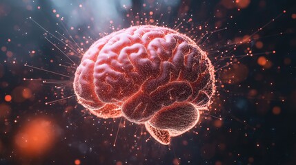 Fototapeta premium 3D Digital Illustration of Human Brains with Neural Pathways