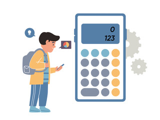 calculator app study needs calculating system mathematics solution student helper design icon illustration
