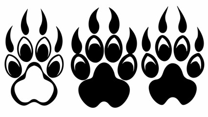 Different animal paw silhouette vector illustration