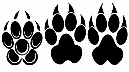 Different animal paw silhouette vector illustration