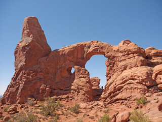 Famous Turret Arch and surrounding red rock desert landscape, Arches National Park, Utah © Eugene