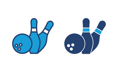 Bowling icon vector. bowling ball and pin icon. bowling pins