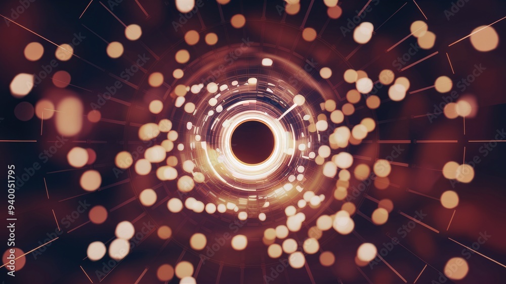Poster 3d abstract background with grid pattern and defocused bokeh effect