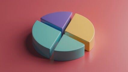 Obraz premium 3D Rendered Illustration of a Four-Segment Pie Chart