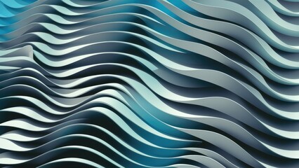  3D illustration of wavy patterns in light blue and gray shades. Abstract graphic resource.