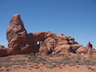 Famous Turret Arch and surrounding red rock desert landscape, Arches National Park, Utah © Eugene