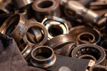 Vintage Mechanical Workshop with Visible Tools and Parts in Disarray