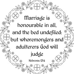 Hebrews 13:4 decorative black outline bible verse