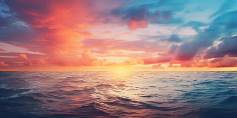 Obraz premium Blurred sunset sky and ocean nature background