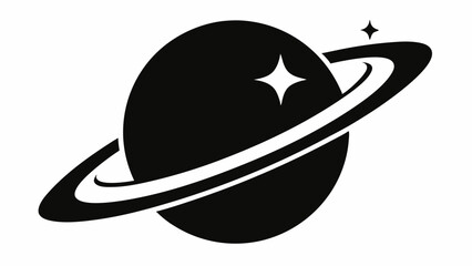 Saturn icon, Saturn with sparkle silhouette, cosmos and planet, Saturn silhouette vector 
