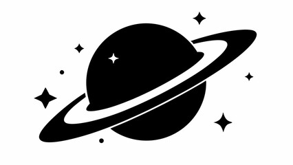 Saturn icon, Saturn with sparkle silhouette, cosmos and planet, Saturn silhouette vector 
