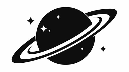 Saturn icon, Saturn with sparkle silhouette, cosmos and planet, Saturn silhouette vector 
