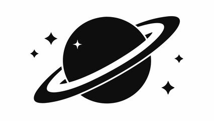 Planet Saturn with planetary ring vector, cosmos and planet silhouette © Trendy CraftSVG 