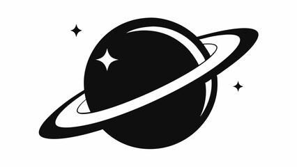 Planet Saturn with planetary ring vector, cosmos and planet silhouette © Trendy CraftSVG 