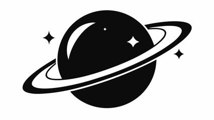 Planet Saturn with planetary ring vector, cosmos and planet silhouette