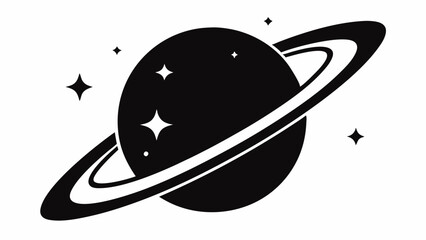 Planet Saturn with planetary ring vector, cosmos and planet silhouette © Trendy CraftSVG 