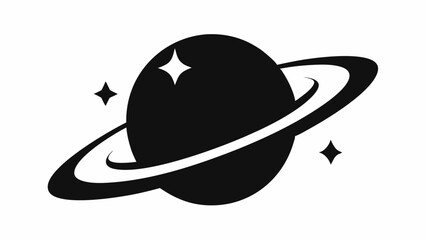 Planet Saturn with planetary ring vector, cosmos and planet silhouette