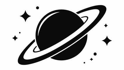 Planet Saturn with planetary ring vector, cosmos and planet silhouette
