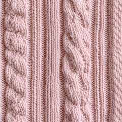 Soft pastel pink knitted wool fabric, seamless pattern