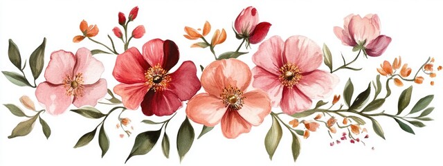 Watercolor floral square frame