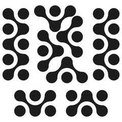 Abstract black shapes. Circular connection pattern. Geometric design elements. Vector graphic.