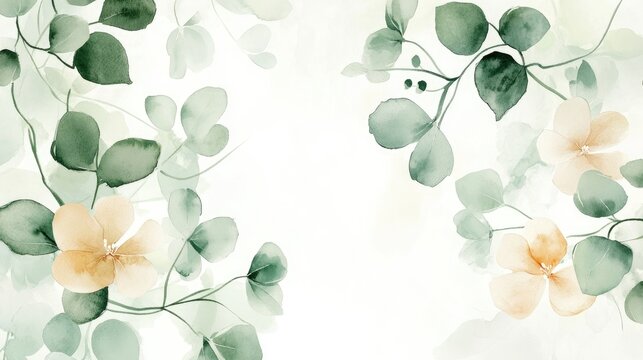 Watercolor green floral design on a white background suitable for wedding stationery greetings wallpapers fashion anniversaries Valentine s Day and birthday cards