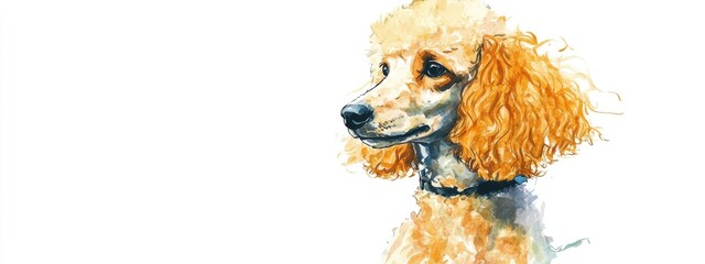 Watercolor illustration of a hand drawn poodle dog depicted on a white background Suitable for use in animal related designs pet supply stores veterinary clinics grooming services and dog training