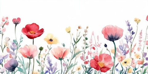 Watercolor floral border
