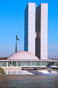 The Brazilian National Parliament (National Congress) Building, a Project architectural by Oscar Niemeyer. Bras&iacute;lia, Brazil, 2019