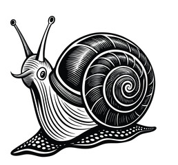 This Snail Silhouette Vector Clipart Captures the Intricate Details of This Slow-Moving Creature, Making It Ideal for Nature-Themed Designs, Wildlife Illustrations